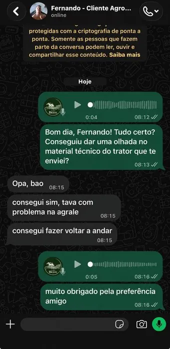 Depoimento Fernando via WhatsApp
